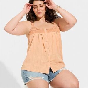 Torrid peach crochet tank top